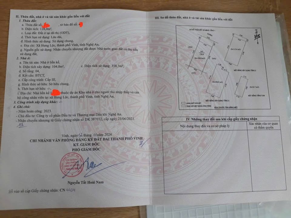 Nhà liền kề tại Hưng Lộc, Vinh 128m² giá 6 tỷ - Mặt tiền 8m, hướng Đông Bắc!