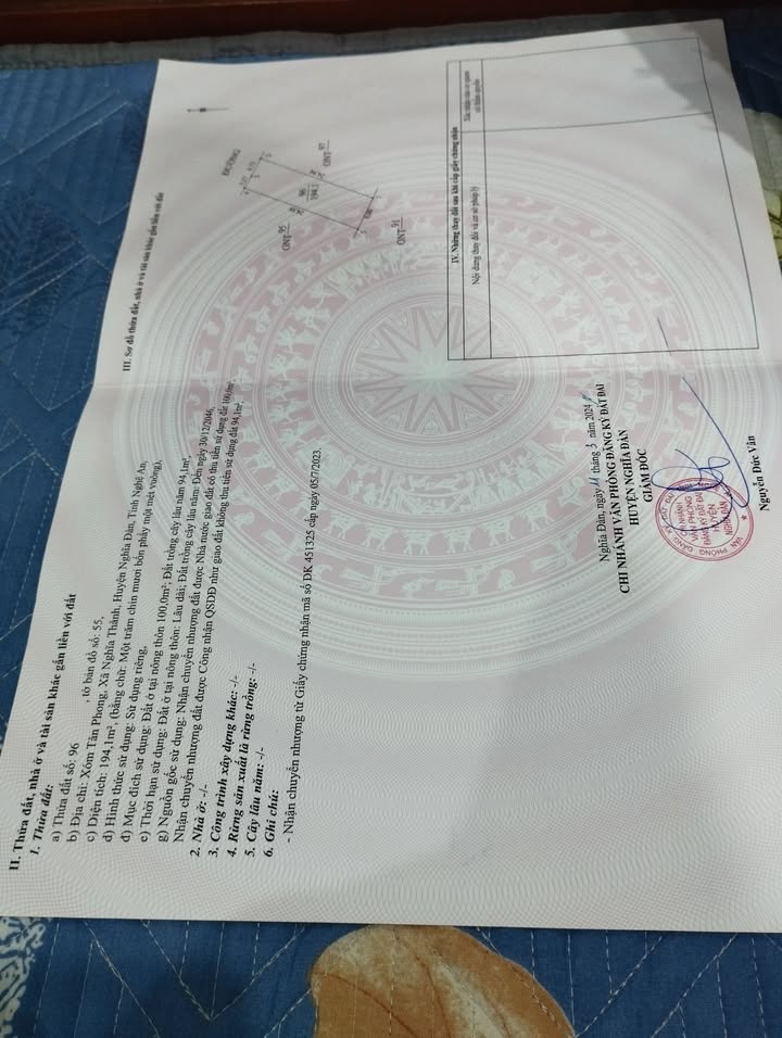 Đất nền xóm Tân Phong, Nghĩa Thành 194m² giá 330 triệu - Cơ hội đầu tư tuyệt vời!