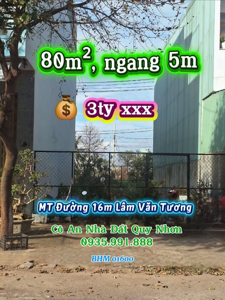 Đất nền mặt tiền đường Lâm Văn Tương, phường Nhơn Bình, Quy Nhơn 80m² - Tiềm năng đầu tư sinh lời!