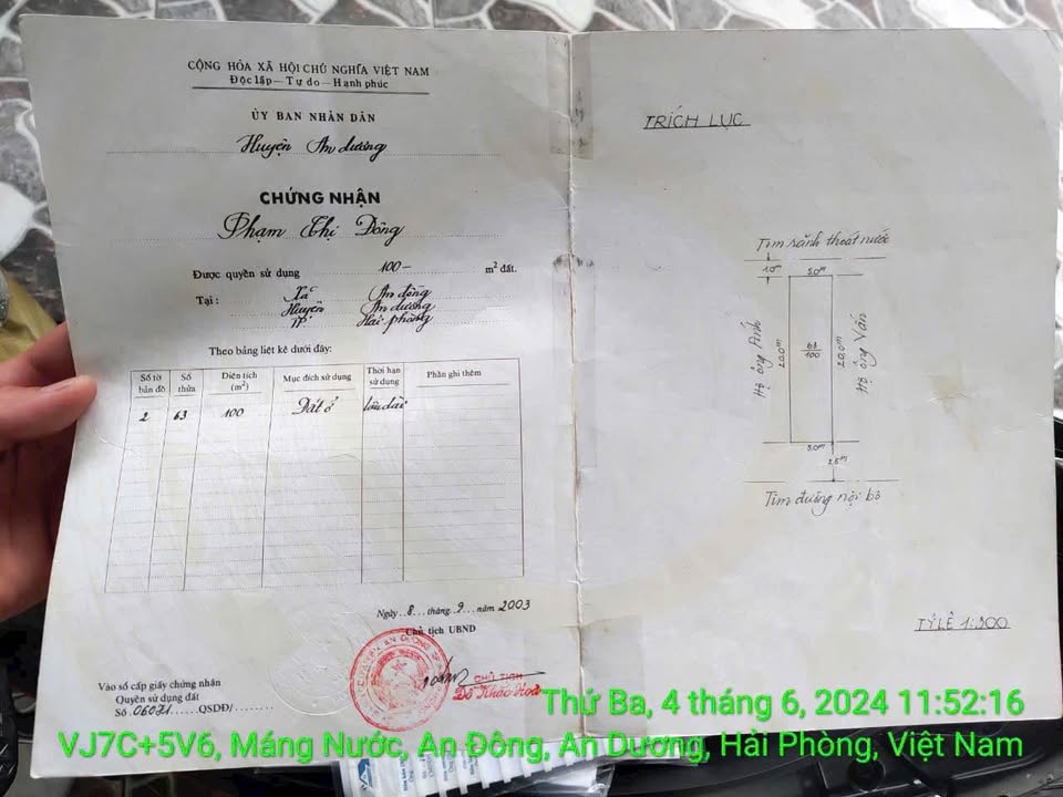 Đất nền An Đồng, An Dương 100m² giá 1.4 tỷ - Siêu hiếm, ô tô vào tận nơi!