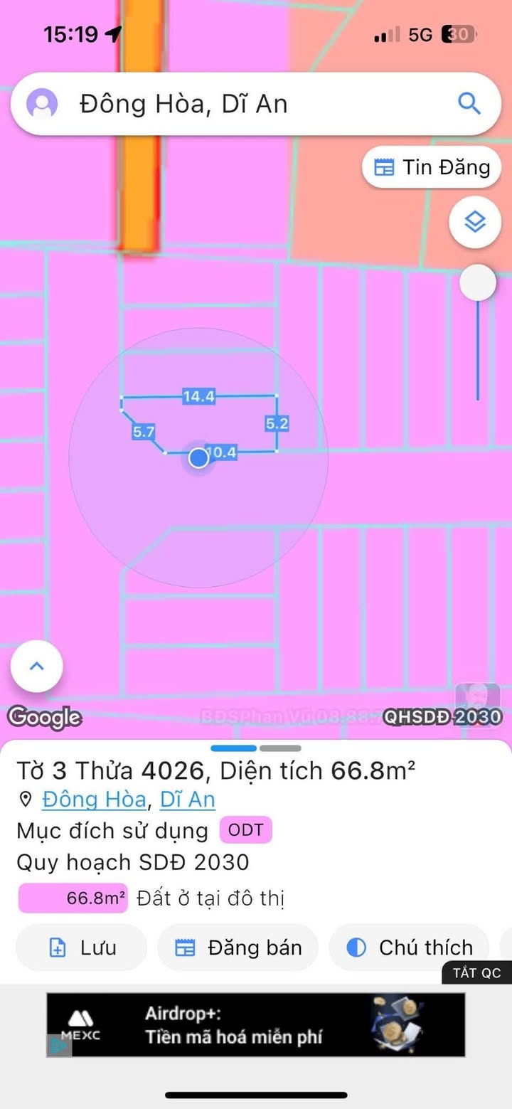 Dãy trọ 2 mặt tiền Đông Hòa, Dĩ An 66.8m² giá 3 tỷ - Đầu tư sinh lời ngay!