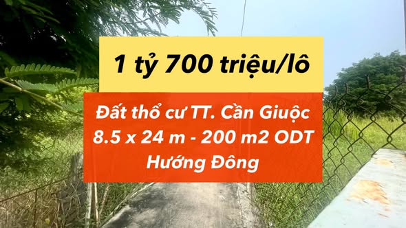Đất nền Cần Giuộc Long An 200m² giá chỉ 1.7 tỷ - Cơ hội đầu tư không thể bỏ qua!