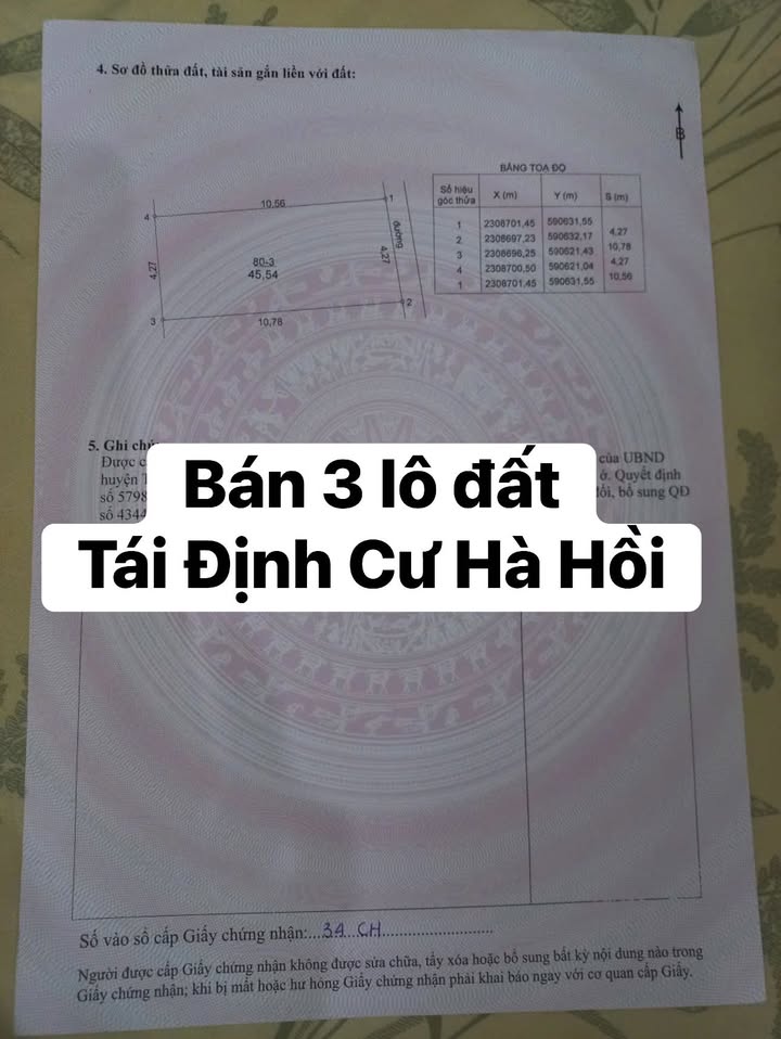 Đất tái định cư Hà Hồi 45m² giá 8.1 tỷ - Kinh doanh thuận lợi!