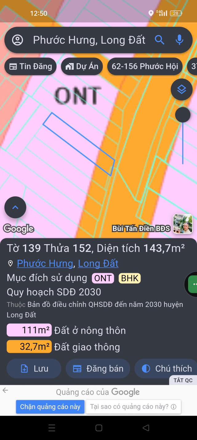 Đất nền Phước Hưng, Long Điền 143m² giá 2.3 tỷ - Khu dân cư sầm uất!