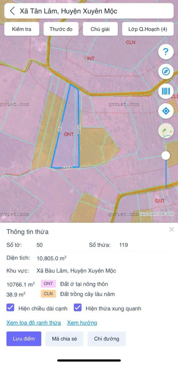 Đất nền Bàu Lâm, Xuyên Mộc 11000m² giá 7 tỷ - Sổ đỏ chính chủ!