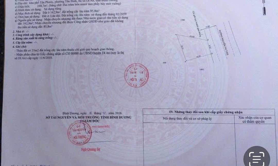 Đất mặt tiền Nguyễn Thị Tươi, Tân Đông Hiệp, 248m² giá 13,5 tỷ - Sổ hồng chính chủ!