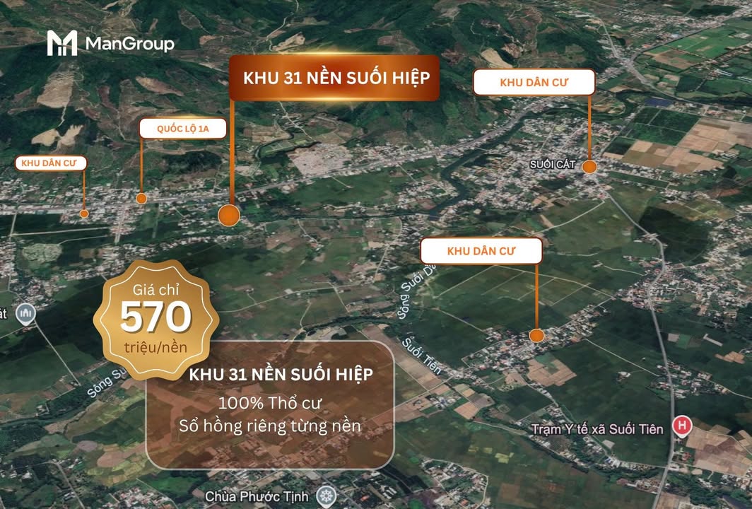 Đất Suối Hiệp Diên Khánh 75m² giá 560 triệu - Vị trí đẹp, đầu tư sinh lời!