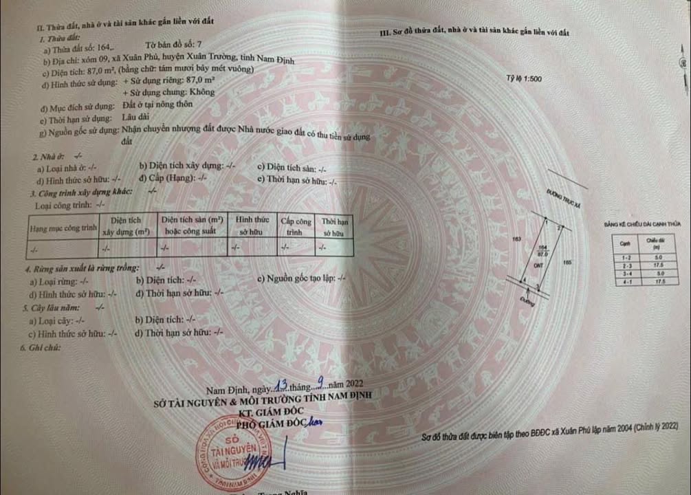 Đất nền xã Xuân Phú 87m² giá thỏa thuận - Hướng Tây Bắc thuận lợi