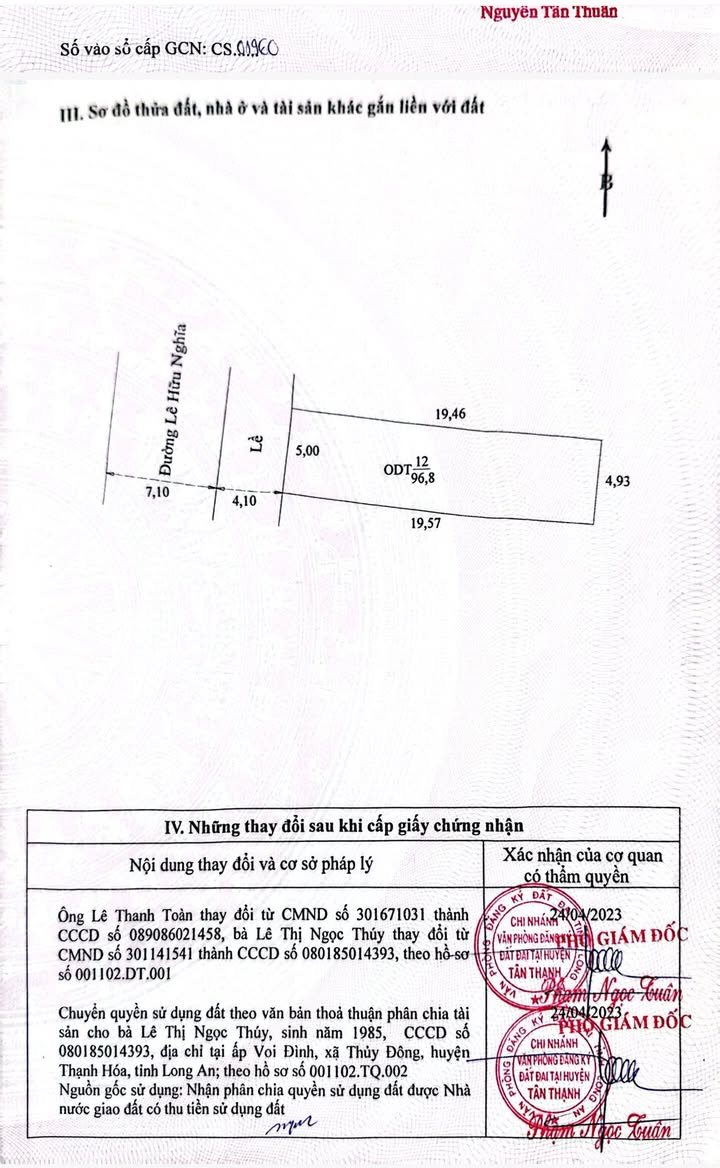 Đất nền Tân Thạnh Long An 96,8m² giá 1,1 tỷ - Sổ hồng chính chủ!