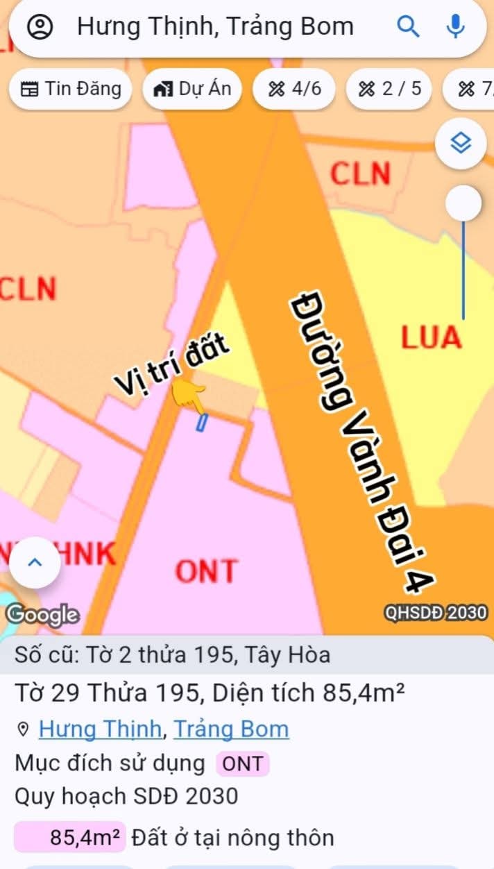 Đất thổ cư Tây Hòa Trảng Bom 85m² giá 600 triệu - Sổ riêng, vị trí đắc địa!