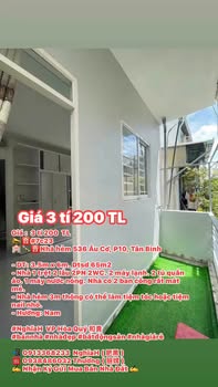Nhà phố 536 Âu Cơ, Tân Bình 65m² giá 3.2 tỷ - Tiềm năng kinh doanh tuyệt vời!