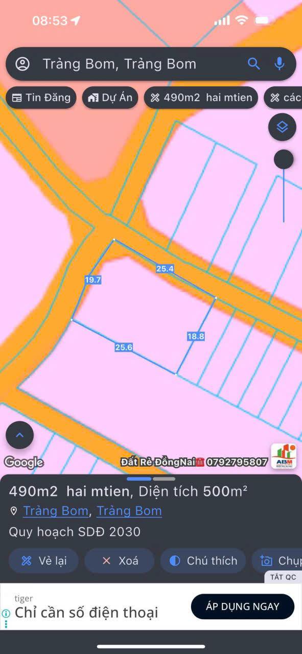 Đất nền Sông Trầu, Trảng Bom 490m² giá 2 tỷ - Đầu tư sinh lời ngay!