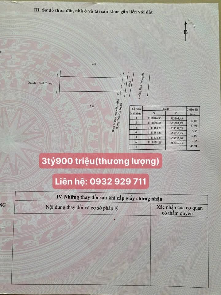 Đất nền thổ cư xã Tam Bình, Vĩnh Long 557m² giá 3.9 tỷ - Sổ đỏ chính chủ!