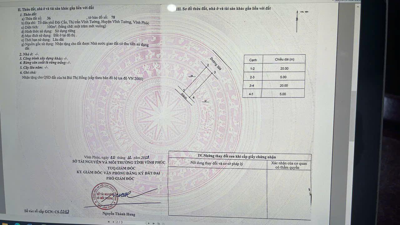 Đất nền 100m² tại Vĩnh Tường giá chỉ 7 tỷ - Cơ hội đầu tư hấp dẫn!