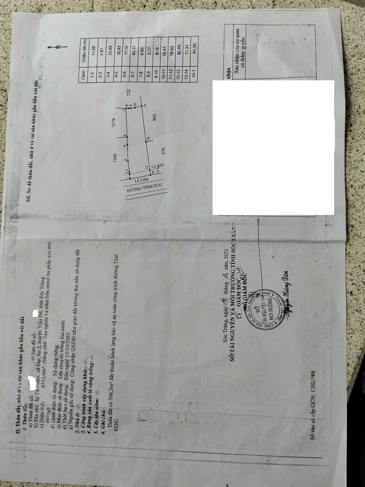 Đất nền ấp Tú Điềm, xã Đại Ân 2, huyện Trần Đề, Sóc Trăng 1750m² giá 1.75 tỷ - Cơ hội đầu tư hấp dẫn!