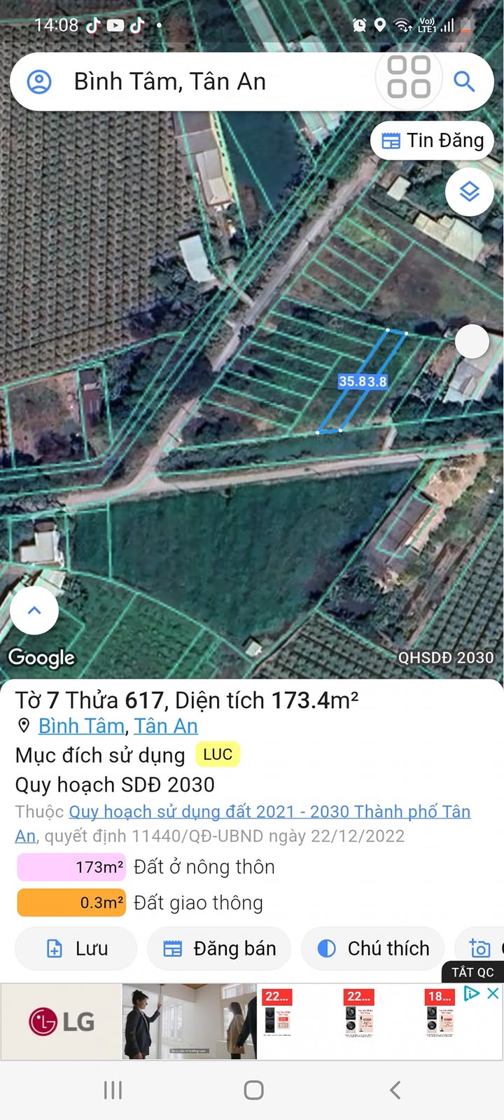 Bán đất thổ cư Tân An 170m² giá 990 triệu - Đường vào thông thoáng, tiện lợi!