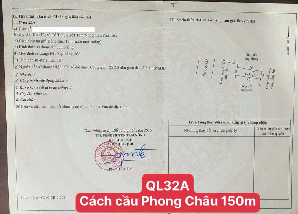 Đất mặt tiền Quốc lộ 32A, Vạn Xuân, Phú Thọ 80m² - Kinh doanh sầm uất