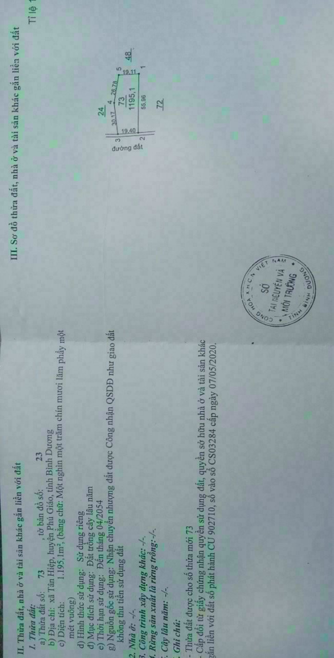 Đất nền Phước Thành, Củ Chi, 1195m² giá 1 tỷ - Đầu tư sinh lời ngay!