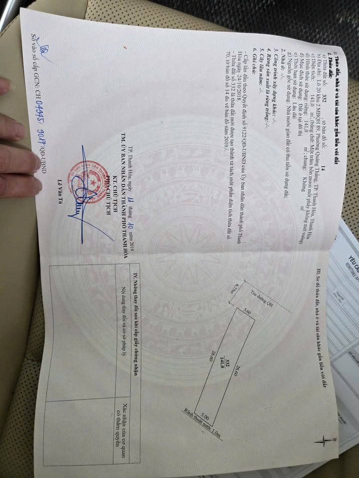 Đất nền tại Quảng Thắng, Thanh Hóa 141m² - Giá đầu tư hợp lý!