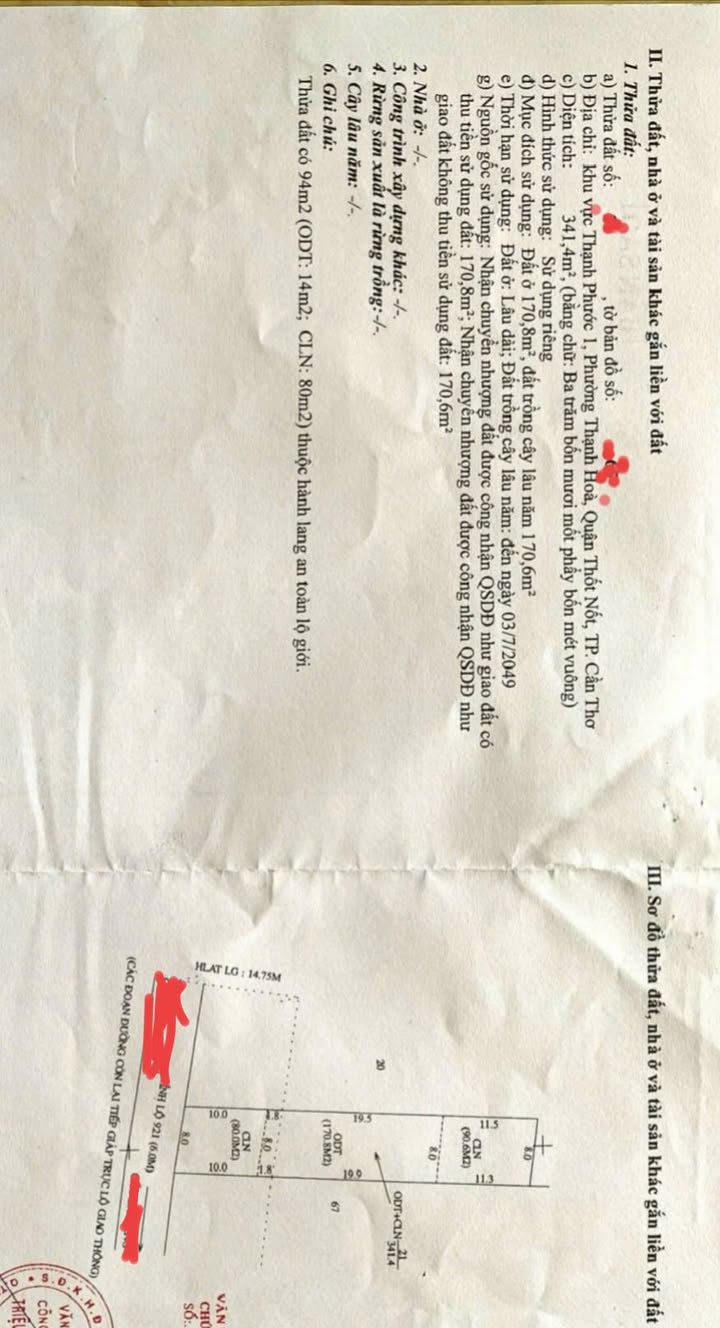 Đất thổ cư 341m² mặt tiền đường 921, Thạnh Hòa, Thốt Nốt - Giá 2.4 tỷ, đầu tư sinh lời!