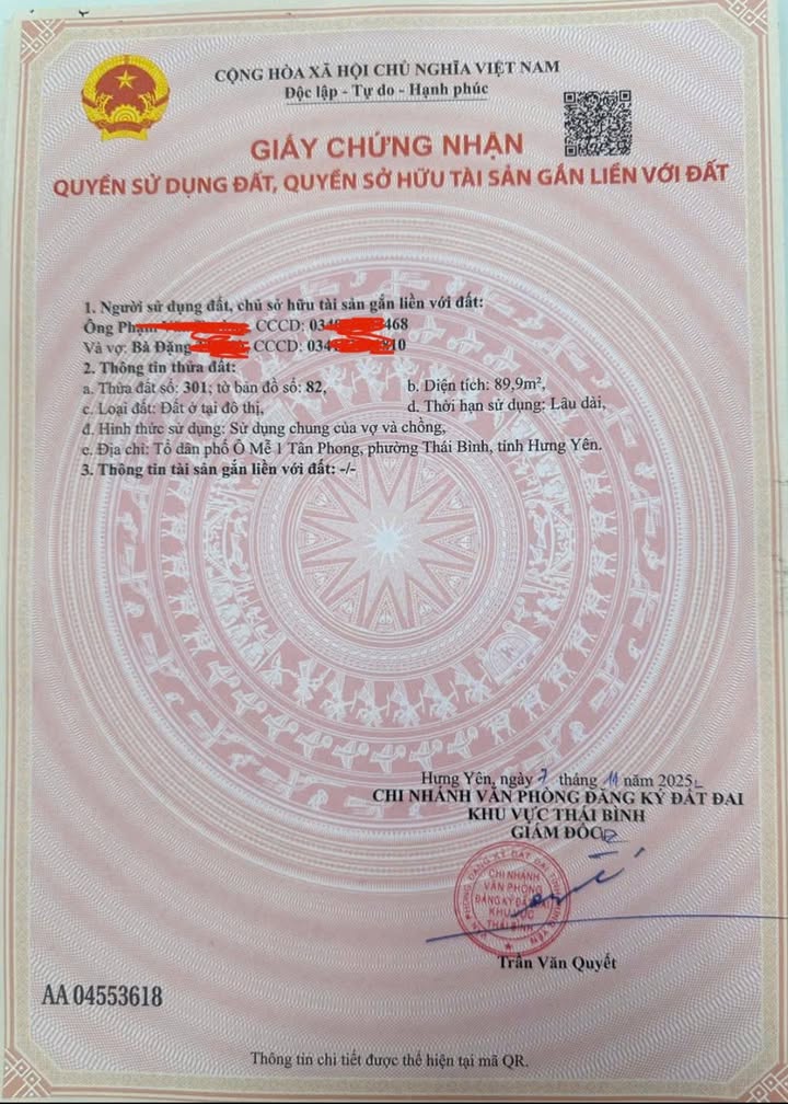 Đất đẹp phường Thái Bình, Hưng Yên 89.9m² chỉ 5.2 tỷ - Sổ đỏ chính chủ