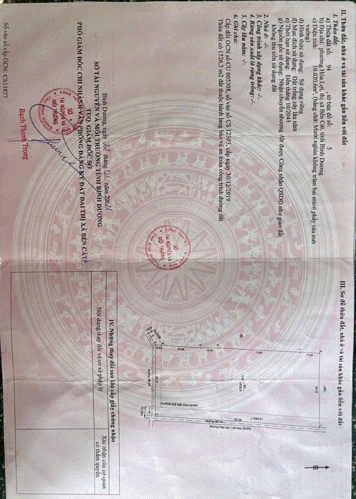 Đất góc mặt tiền Hòa Lợi, Bến Cát 10.020,6m² giá 26 tỷ - Tiềm năng đầu tư lớn!