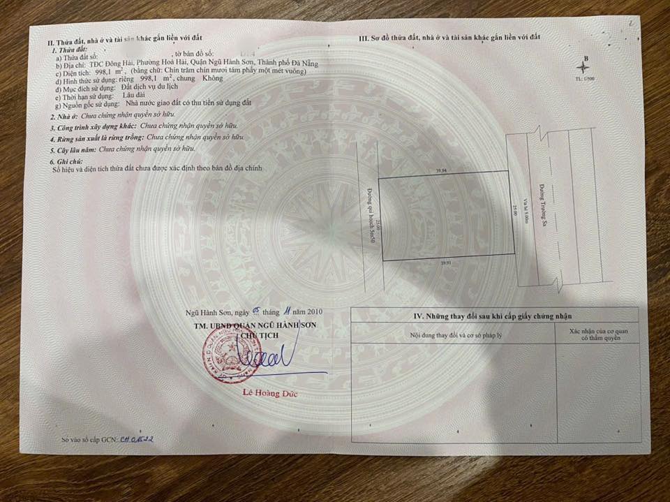 Đất thương mại dịch vụ Trường Sa, Ngũ Hành Sơn, Đà Nẵng 998m² giá 50 tỷ - Cơ hội đầu tư vàng!