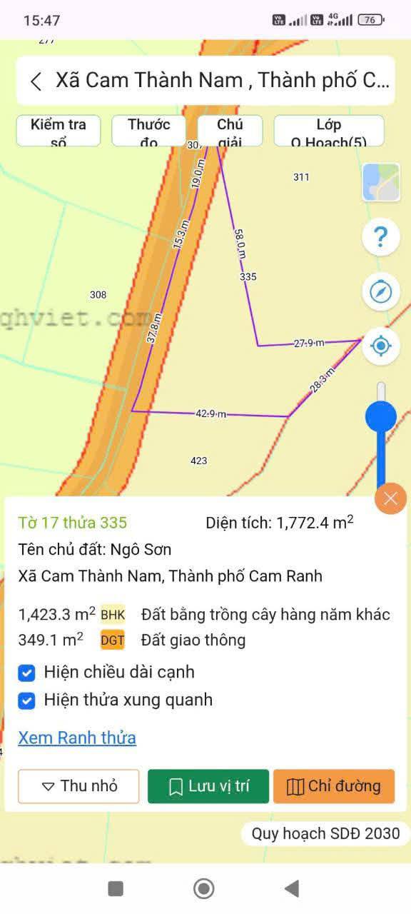 Đất nền Cam Thành Nam 1772m² giá 650 triệu - Mặt đường bê tông ô tô vào tận nơi!