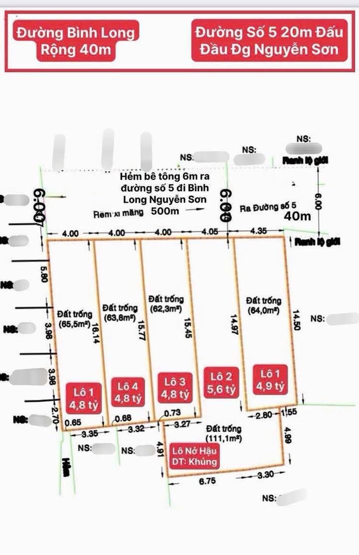 Bán gấp 5 lô đất đường số 5, Bình Tân, diện tích 60m² - Pháp lý rõ ràng, giá thương lượng!