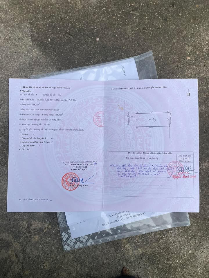 Đất thổ cư 126m² khu 7 xã Xuân Áng Hạ Hòa giá 780 triệu - Cơ hội đầu tư tuyệt vời!