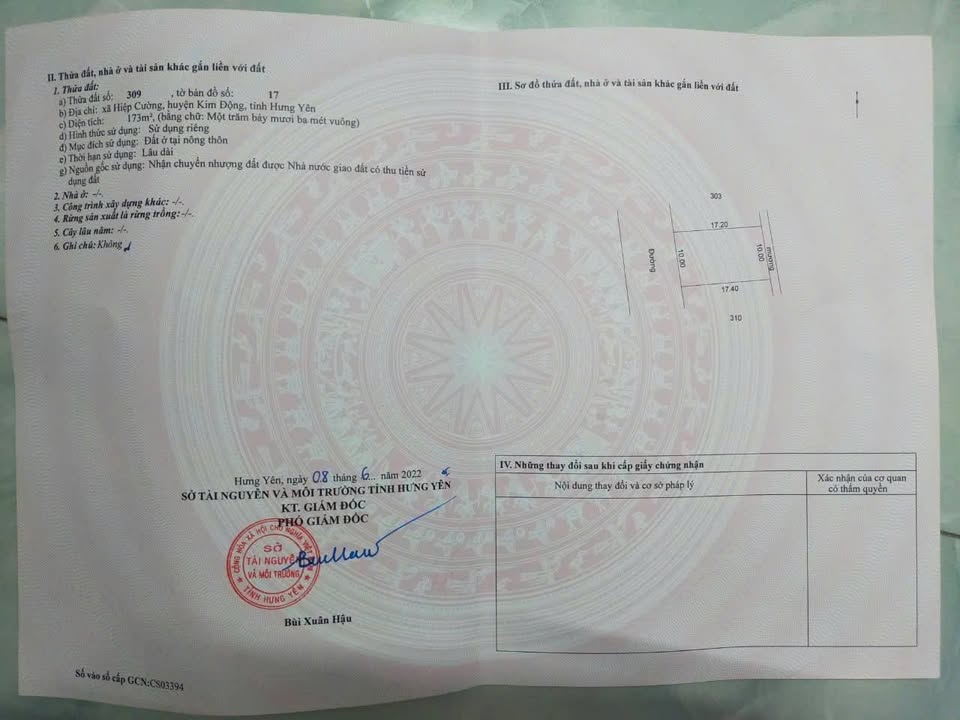 Đất nền thôn Trà Lâm, Hiệp Cường, 173m² giá 2.768 tỷ - Đầu tư sinh lời ngay!