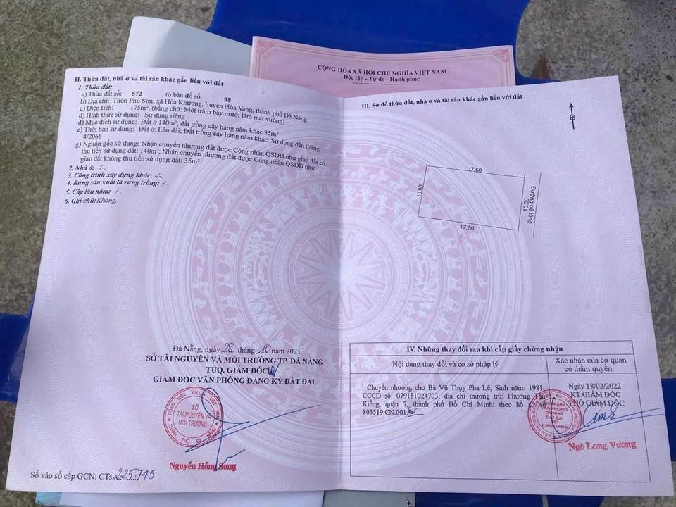 Đất nền Hòa Khương Đà Nẵng 175m² giá cực sốc - Sổ hồng chính chủ!