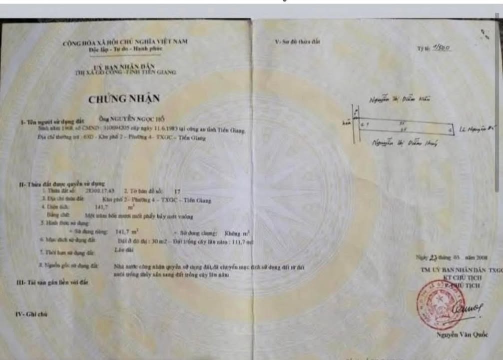 Nhà mặt tiền Đường bêtông Phường 4 Gò Công 141.7m² giá 1.45 tỷ - Gần Bến Xe tiện lợi!