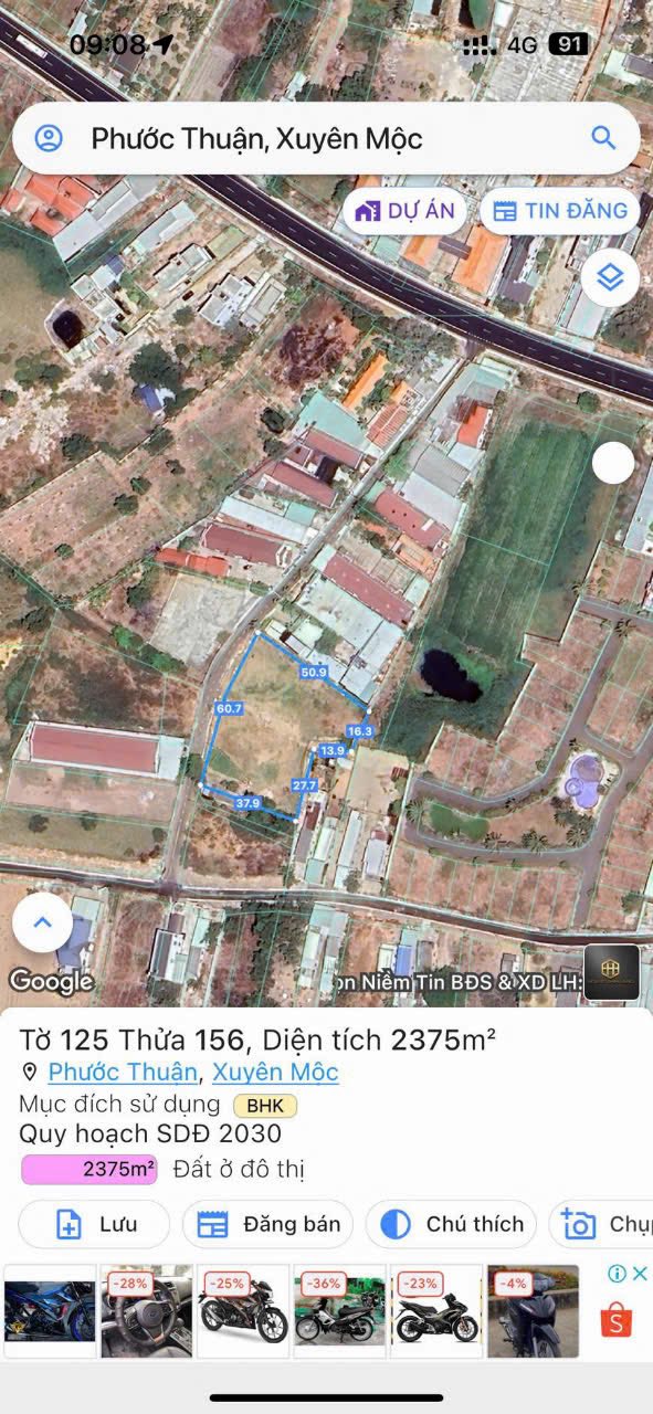 Đất nền đẹp 2.375m² gần biển Hồ Tràm giá 24 tỷ - Đầu tư sinh lời hiệu quả!