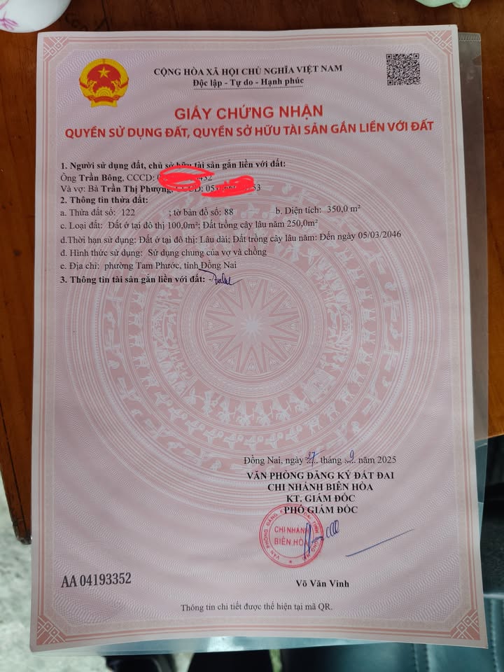 Đất nền Tam Phước, Biên Hòa 350m² giá 1.7 tỷ - Cơ hội đầu tư tuyệt vời!