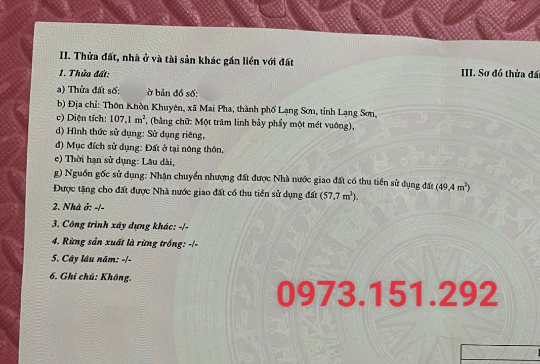 Đất nền phường Mai Pha Lạng Sơn 107m² giá 1.6 tỷ - Đường ô tô vào tận nơi!