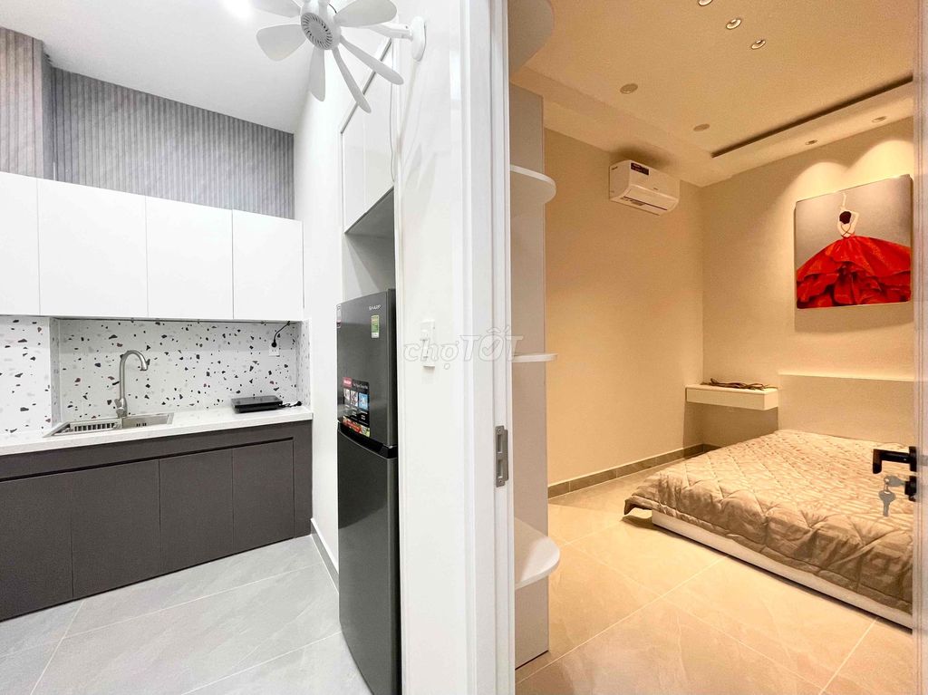 Căn hộ 1 phòng ngủ ban công Nguyễn Thái Sơn 35m² giá 6.3 triệu - Full nội thất mới keng!