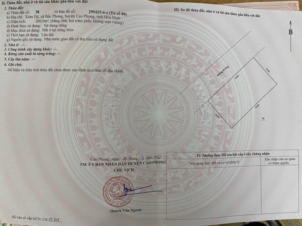 Đất nền mặt tiền 66m tại Bắc Phong, Cao Phong, Hòa Bình - Giá chỉ 2 tỷ