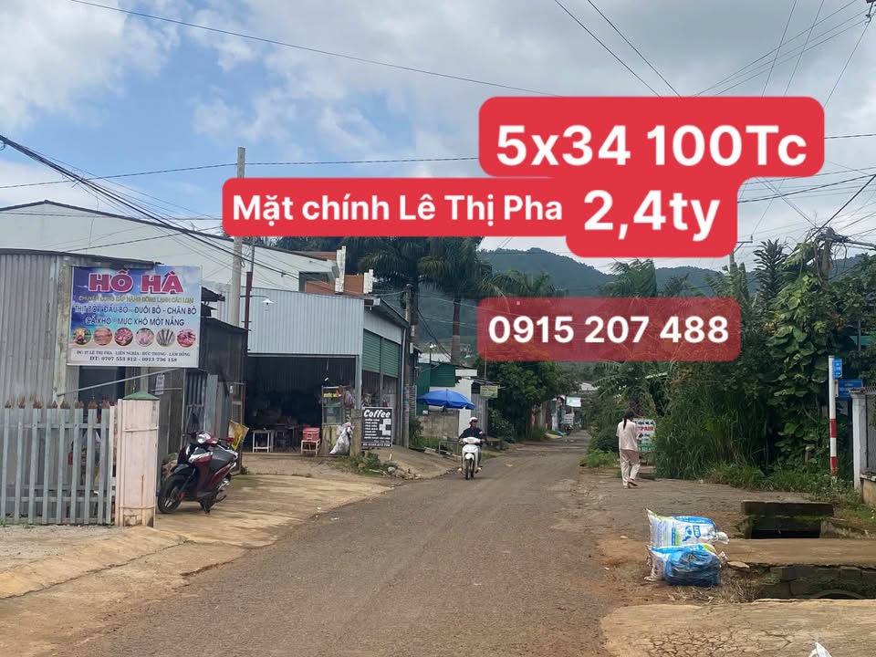 Đất mặt tiền Lê Thị Pha, Bảo Lộc 100m² giá 2.4 tỷ - Đầu tư sinh lời ngay!