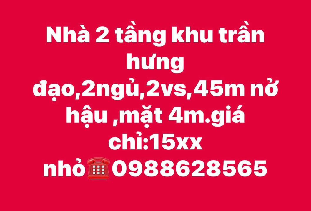 Nhà 2 tầng Trần Hưng Đạo, Nam Định 45m² giá chỉ 1.5 tỷ - Sổ hồng chính chủ!
