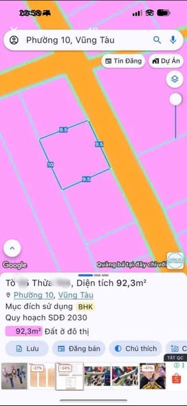 Lô đất Rạch Dừa Vũng Tàu 95m² giá 5.87 tỷ - Đường rộng, chính chủ bán gấp!