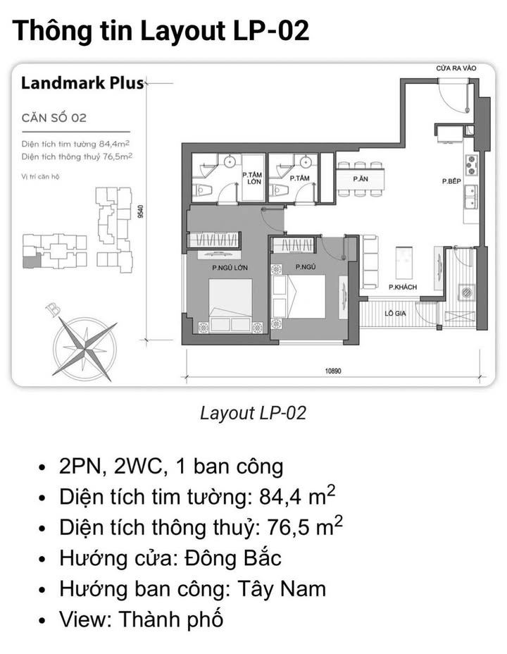 Căn hộ Landmark Plus Bình Thạnh 84m² giá 12 tỷ - View đẹp, cho thuê cao