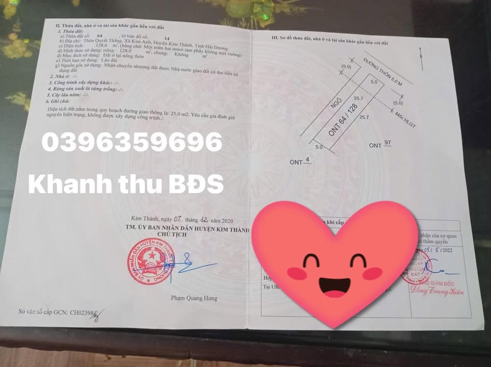 Đất nền góc tại xã Phú Thái, Hải Dương - Diện tích 128m², Giá thỏa thuận!