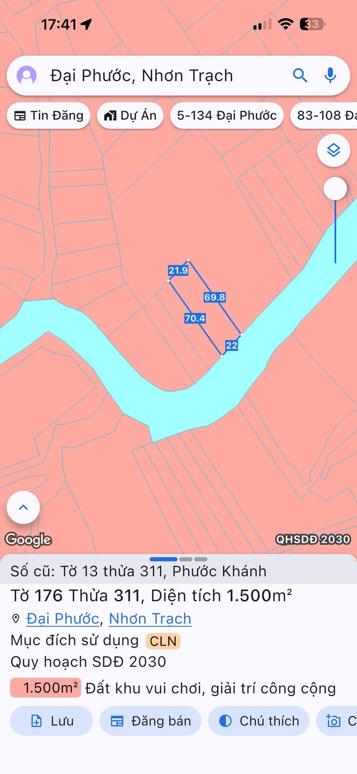 Đất nền Phước Khánh Nhơn Trạch 1500m² giá 1.5 tỷ - Mặt sông lớn, ô tô tới nơi!