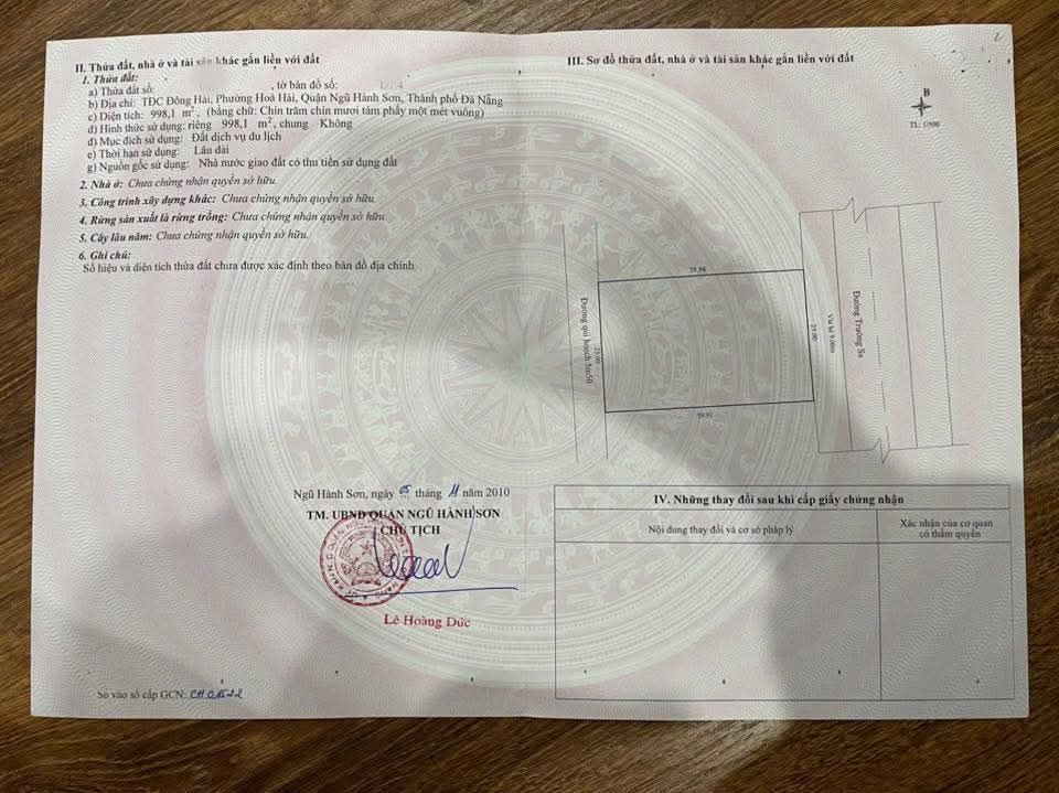 Đất Thương mại dịch vụ Trường Sa, Ngũ Hành Sơn, Đà Nẵng 998m² giá 50 tỷ - Đầu tư sinh lời tối đa!