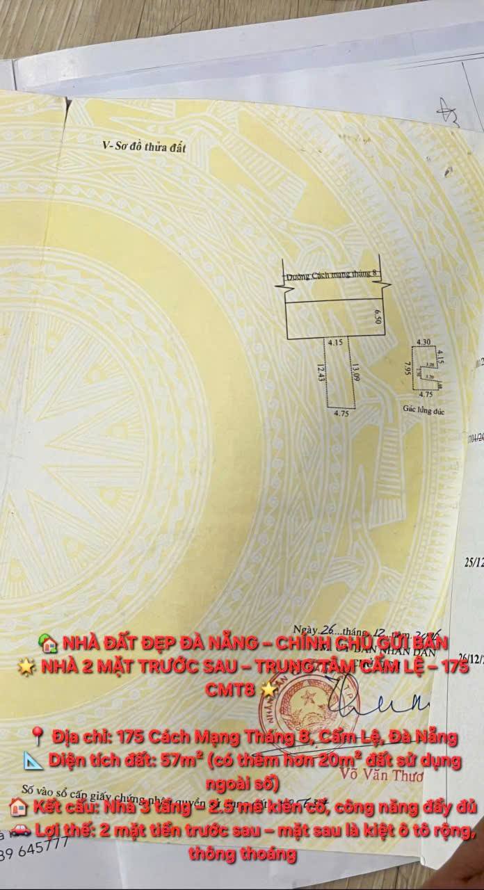 Nhà 3 tầng 175 Cách Mạng Tháng 8, Cẩm Lệ, Đà Nẵng - Đầu tư sinh lời ngay!