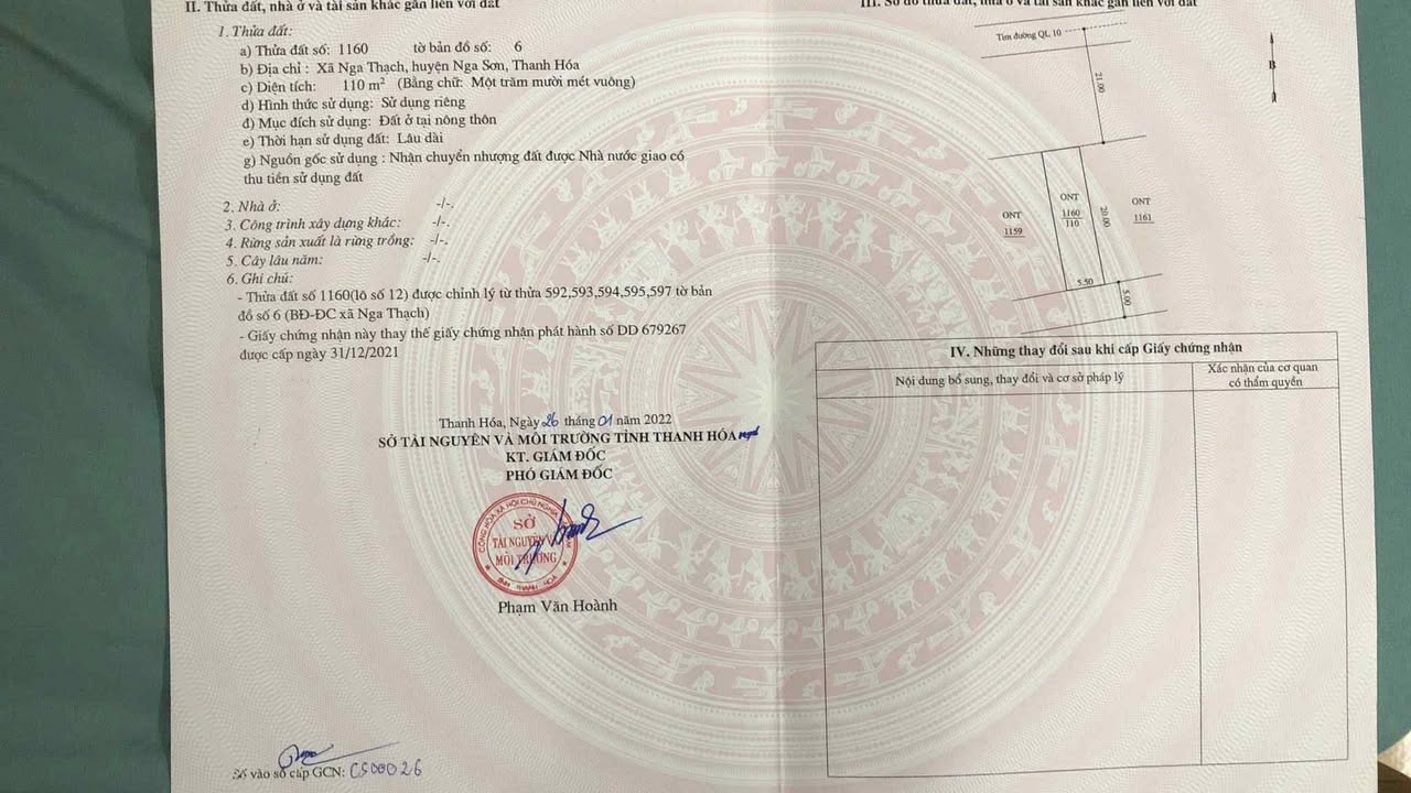 Đất nền xã Nga Thạch, huyện Nga Sơn, 110m² giá chỉ 1.4 tỷ - Đầu tư lý tưởng!