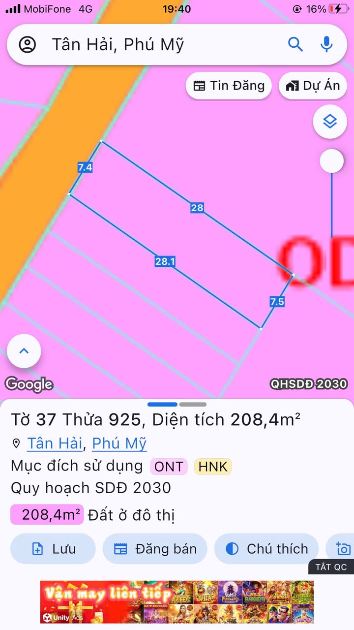 Đất nền Tân Hải, Phú Mỹ 207.2m² giá 1 tỷ - Đầu tư sinh lời ngay!