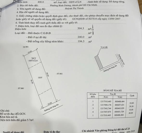 Đất thổ cư 200m² tại Phú Mỹ, Thủ Dầu Một - Giá bán nhanh, thiện chí!