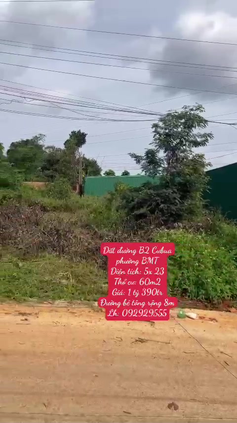 Đất thổ cư đường B2, phường Cư Êbur, Buôn Ma Thuột 115m² - Cơ hội đầu tư hấp dẫn!